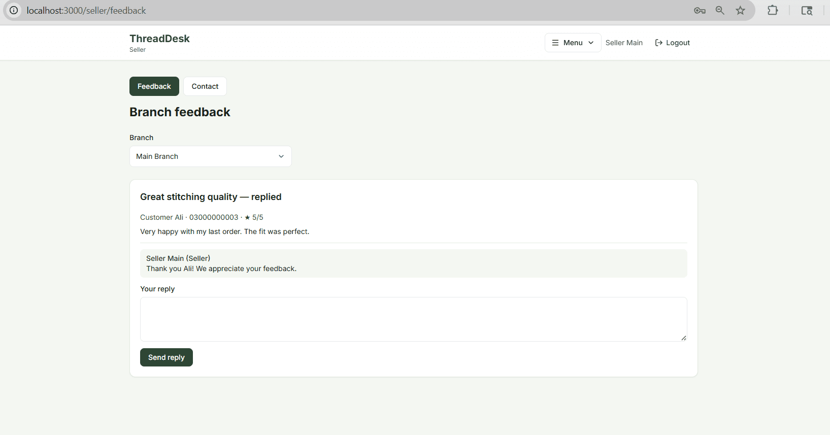 ThreadDesk landing page — digital tailor platform with customer and seller sign-in – screenshot 11 of 14