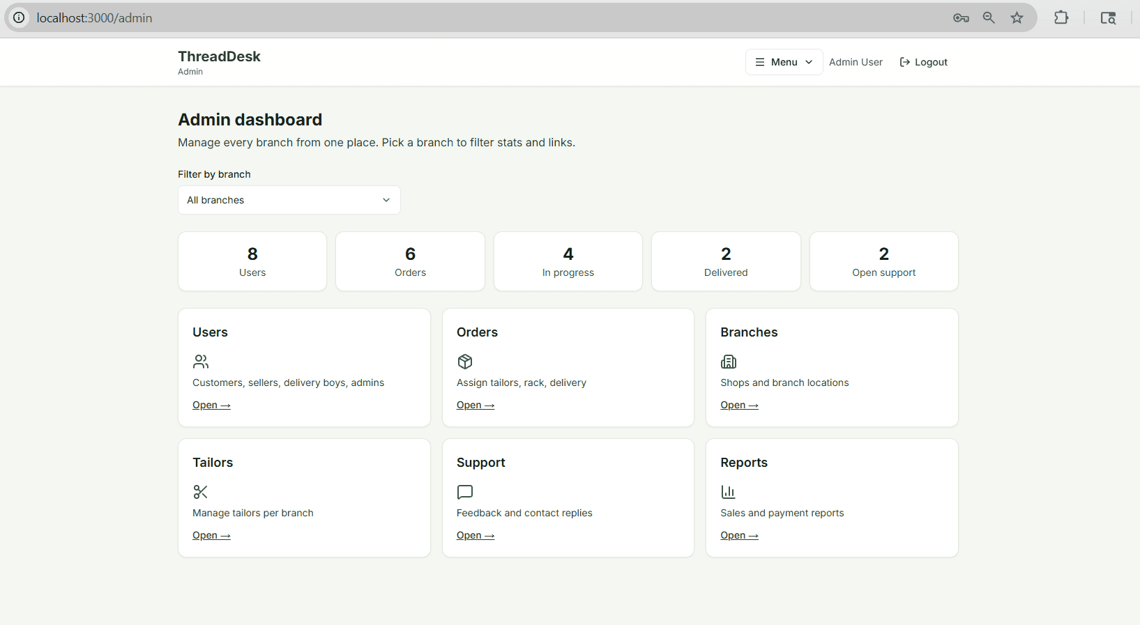 ThreadDesk landing page — digital tailor platform with customer and seller sign-in – screenshot 12 of 14