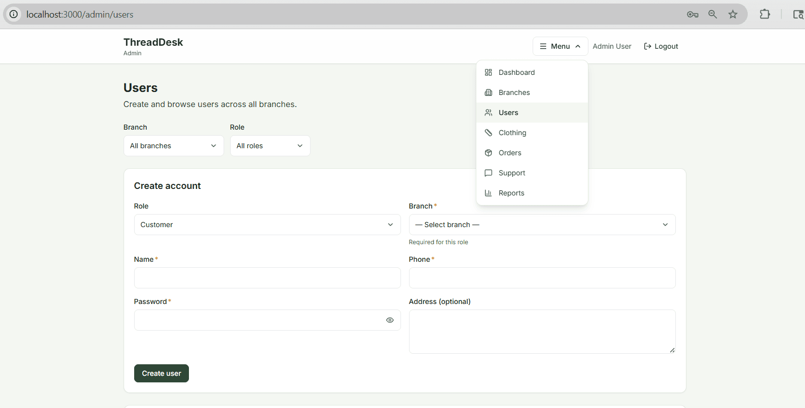 ThreadDesk landing page — digital tailor platform with customer and seller sign-in – screenshot 13 of 14