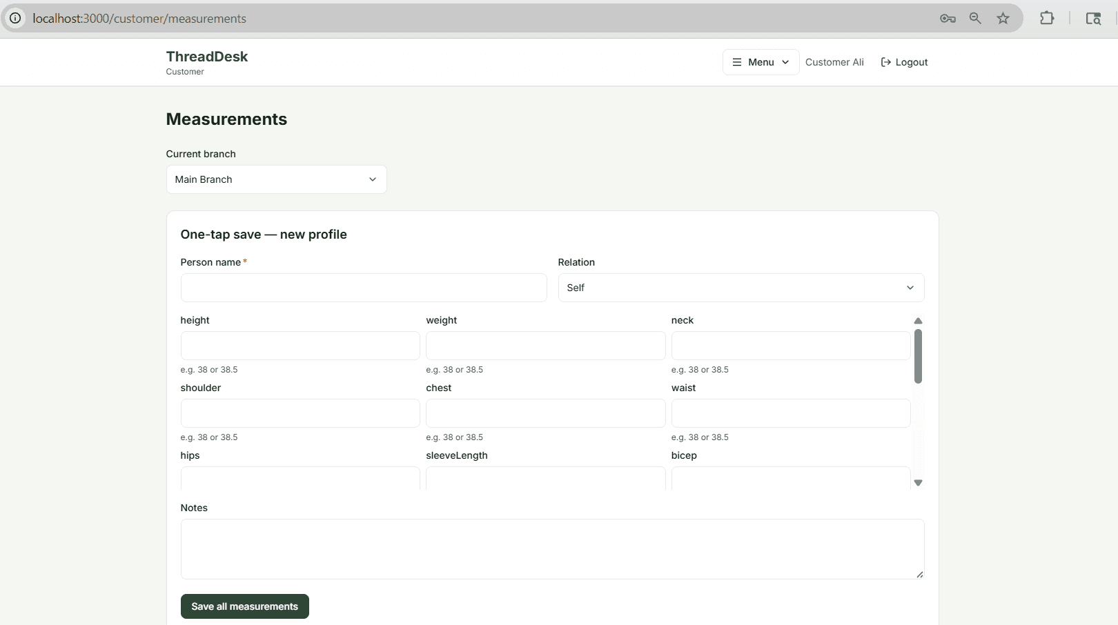 ThreadDesk landing page — digital tailor platform with customer and seller sign-in – screenshot 5 of 14