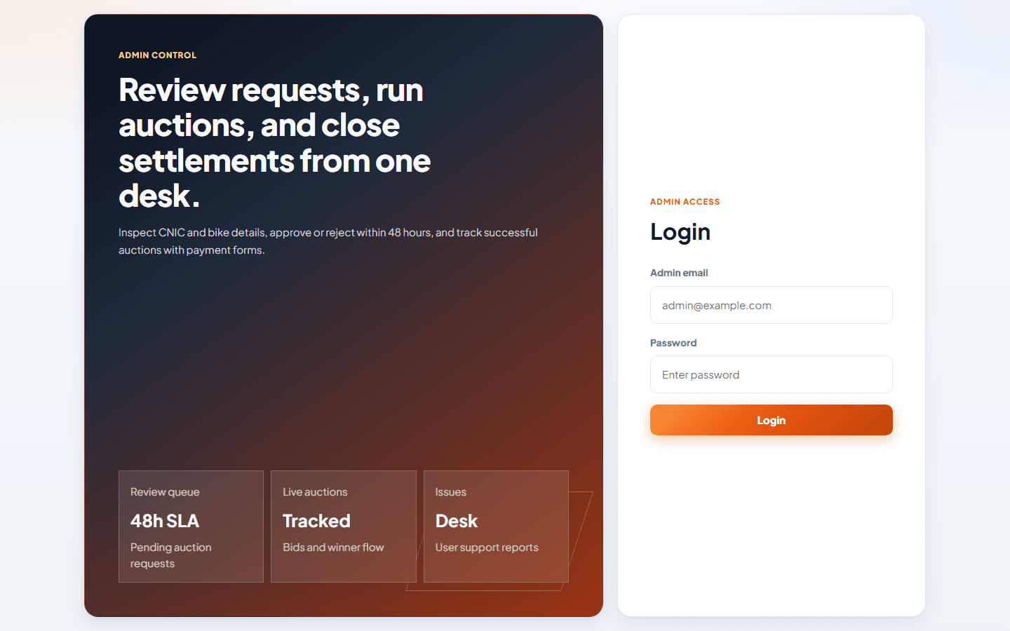 Bike Auction Hub landing page — online auction platform for motorcycles and more – screenshot 3 of 10