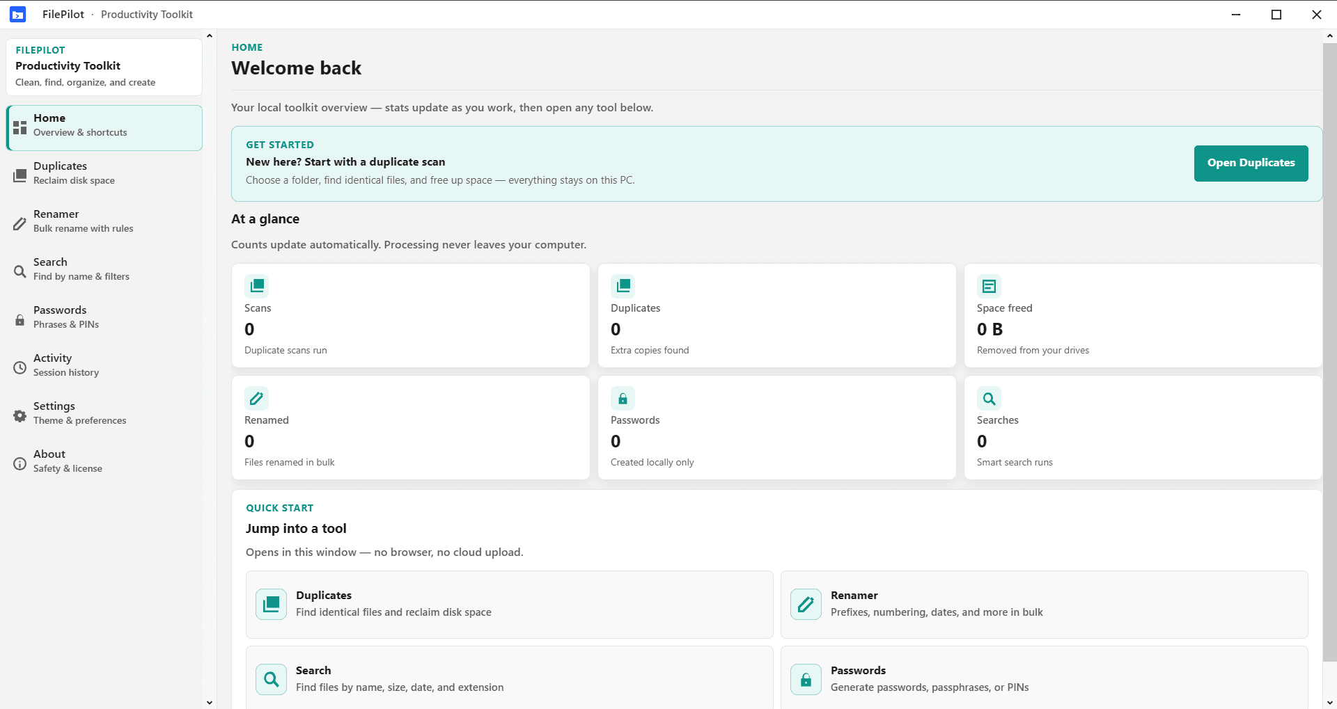 FilePilot MoeezTech home and tools overview