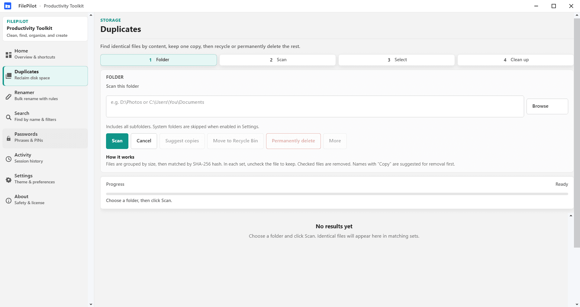FilePilot MoeezTech duplicates scan results