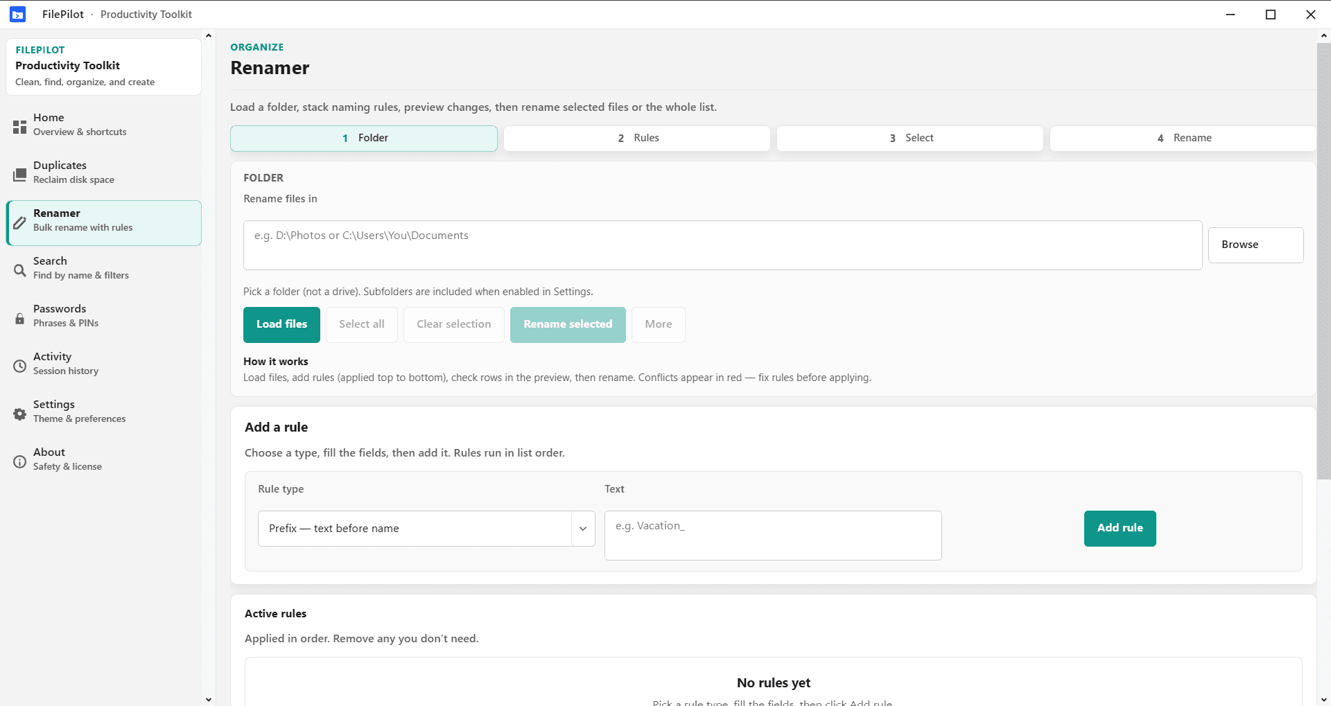FilePilot MoeezTech renamer rules and preview