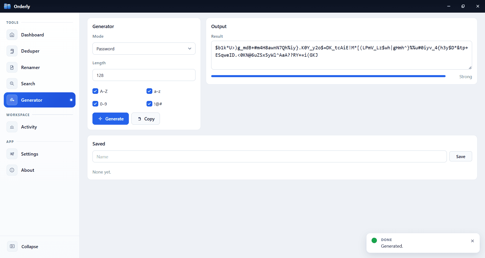 Orderly password generator