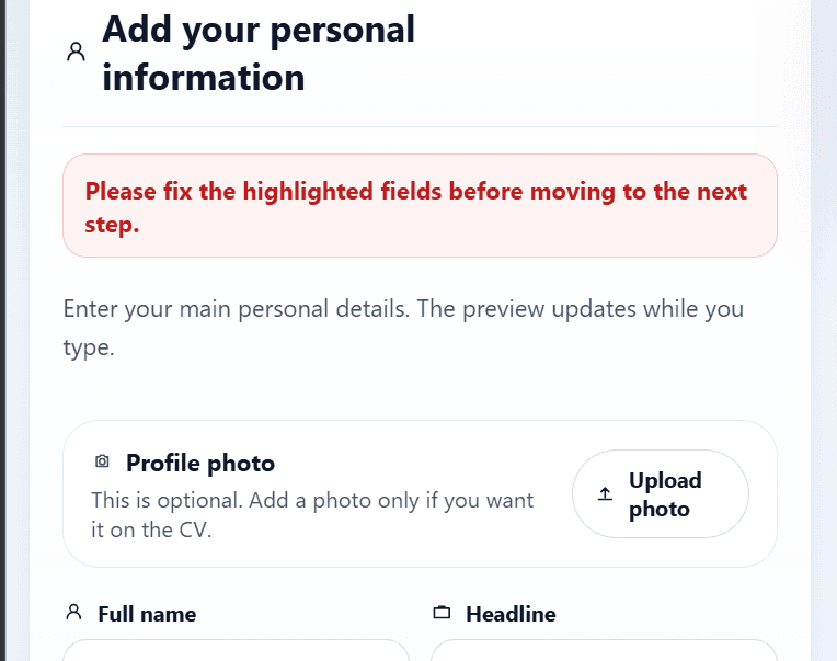 CVMaker browser resume builder screenshot showing template choice and live CV preview — extra screenshot 3